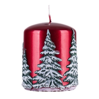 Świeca słupek DONAU HOME Frozen Dreams, 70x90mm, czerwony, Świece, Wyposażenie biura