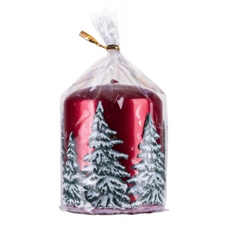 Świeca słupek DONAU HOME Frozen Dreams, 70x90mm, czerwony, Świece, Wyposażenie biura