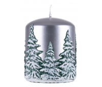 Pillar candle DONAU HOME Frozen Dreams, 70x90mm, silver