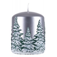 Pillar candle DONAU HOME Frozen Dreams, 70x90mm, silver