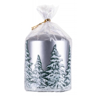 Świeca słupek DONAU HOME Frozen Dreams, 70x90mm, srebrny, Świece, Wyposażenie biura