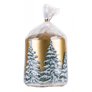 Świeca słupek DONAU HOME Frozen Dreams, 70x90mm, złoty, Świece, Wyposażenie biura