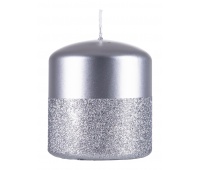 Pillar candle DONAU HOME Onyx, 80x90mm, silver