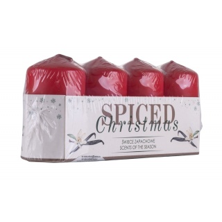 Świeca słupek DONAU HOME Spiced Christmas, 40x70mm, 4 szt., wanilia, czerwony, Świece, Wyposażenie biura