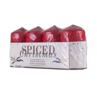 Świeca słupek DONAU HOME Spiced Christmas, 40x70mm, 4 szt., wanilia, czerwony, Świece, Wyposażenie biura