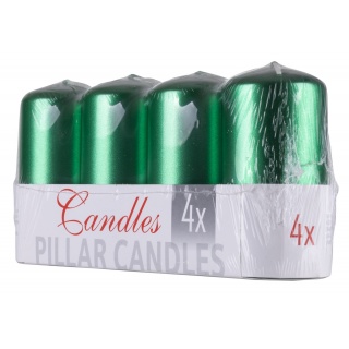 Świeca słupek DONAU HOME Standard Lakier, 50x100mm, 4 szt., zielony metaliczny połysk, Świece, Wyposażenie biura