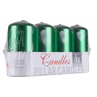 Świeca słupek DONAU HOME Standard Lakier, 50x100mm, 4 szt., zielony metaliczny połysk, Świece, Wyposażenie biura