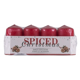 Świeca słupek DONAU HOME Spiced Christmas, 40x70mm, 4 szt., ciastka korzenne, czerwony, Świece, Wyposażenie biura