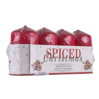 Świeca słupek DONAU HOME Spiced Christmas, 40x70mm, 4 szt., ciastka korzenne, czerwony, Świece, Wyposażenie biura