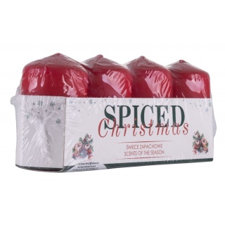 Świeca słupek DONAU HOME Spiced Christmas, 40x70mm, 4 szt., jabłko z cynamonem, czerwony, Świece, Wyposażenie biura