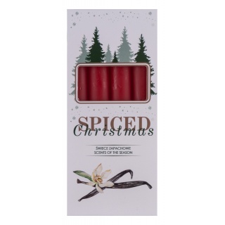 Świeca stołowa DONAU HOME Spiced Christmas, 20x170mm, 4 szt., wanilia, czerwony, Świece, Wyposażenie biura