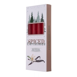 Świeca stołowa DONAU HOME Spiced Christmas, 20x170mm, 4 szt., wanilia, czerwony, Świece, Wyposażenie biura