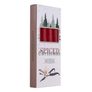 Świeca stołowa DONAU HOME Spiced Christmas, 20x170mm, 4 szt., wanilia, czerwony, Świece, Wyposażenie biura