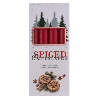 Świeca stołowa DONAU HOME Spiced Christmas, 20x170mm, 4 szt., ciastka korzenne, czerwony, Świece, Wyposażenie biura