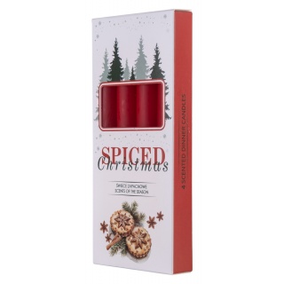 Świeca stołowa DONAU HOME Spiced Christmas, 20x170mm, 4 szt., ciastka korzenne, czerwony, Świece, Wyposażenie biura