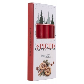 Świeca stołowa DONAU HOME Spiced Christmas, 20x170mm, 4 szt., ciastka korzenne, czerwony, Świece, Wyposażenie biura