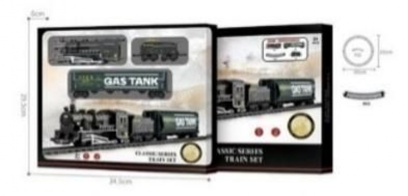 Zestaw z kolejką B/O 56x8cm 1352, Kolejki, tory wyścigowe, parkingi, Zabawki