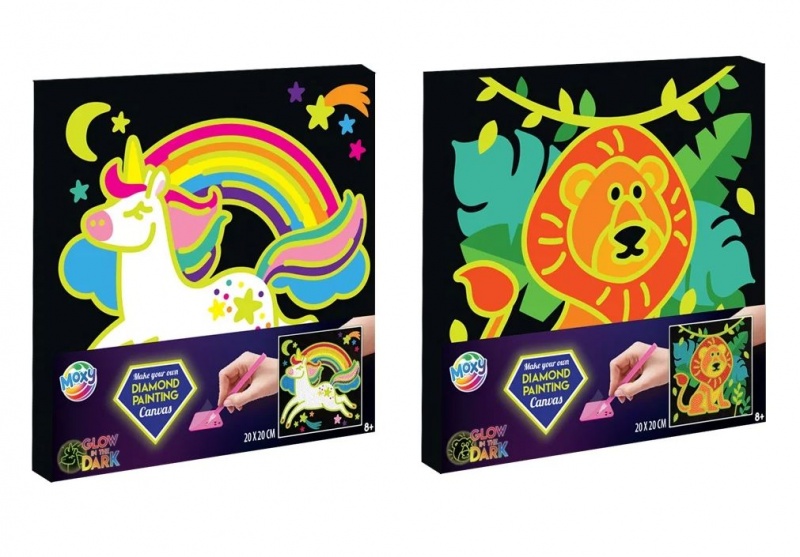 MALOWANIE DIAMENTAMI PODOBRAZIE 20x20 JEDNOROŻEC, Zestawy kreatywne, Art. kreatywne