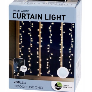 KURTYNA Z KULKAMI ŚNIEŻNYMI LED 208szt.240/140cm., Boże Narodzenie, Art. świąteczne i okolicznościowe