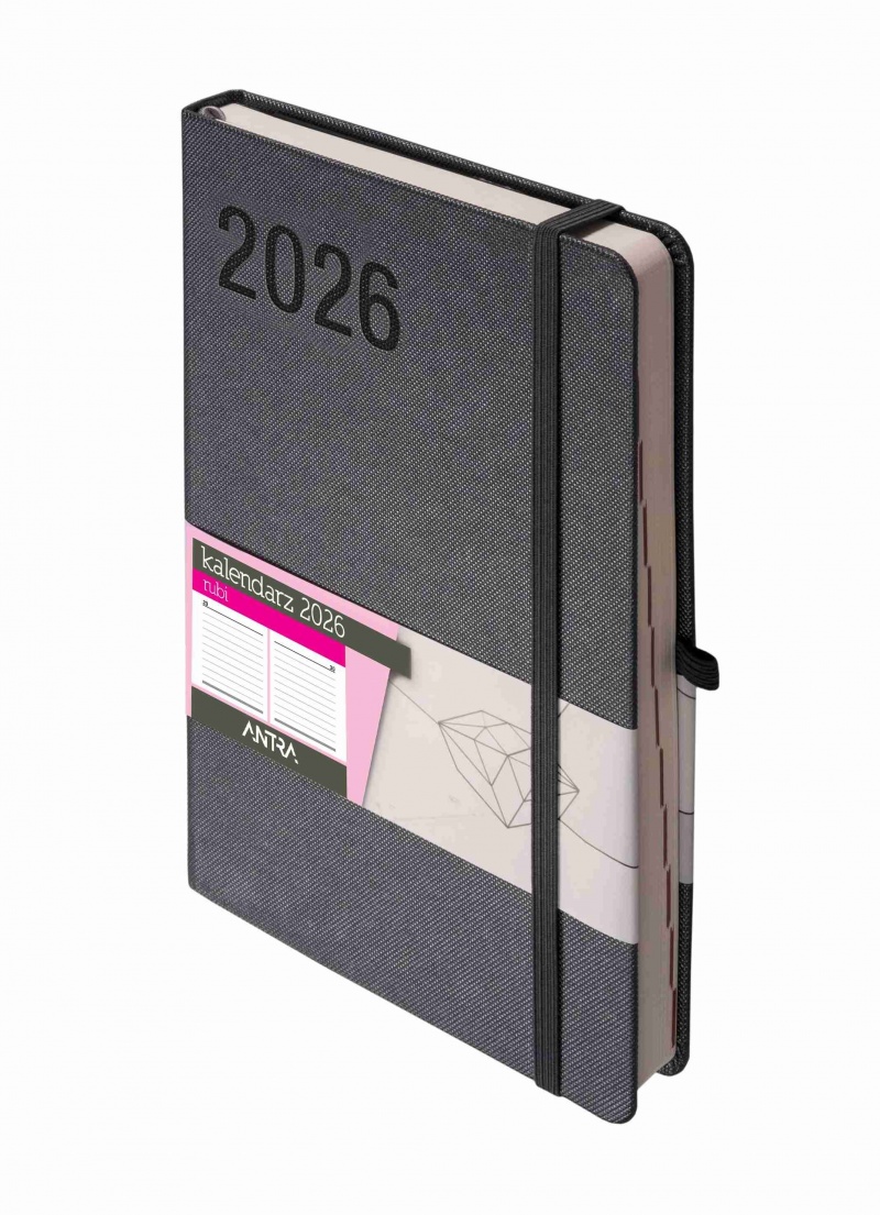 KALENDARZ RUBI A5 DNS GRAFITOWY 2026, Dzienne, Kalendarze