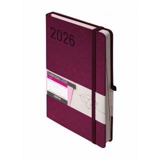 KALENDARZ RUBI A5 DNS BORDOWY 2026, Dzienne, Kalendarze