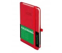 KALENDARZ MEMOFIX A6 TDW CZERWONY 2026, Tygodniowe, Kalendarze