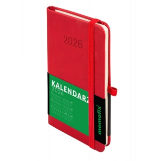 KALENDARZ MEMOFIX A6 TDW CZERWONY 2026, Tygodniowe, Kalendarze