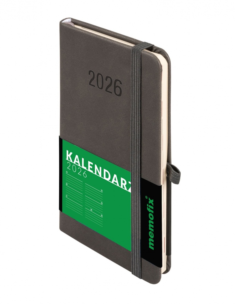 KALENDARZ MEMOFIX A6 TDW GRAFITOWY 2026, Tygodniowe, Kalendarze
