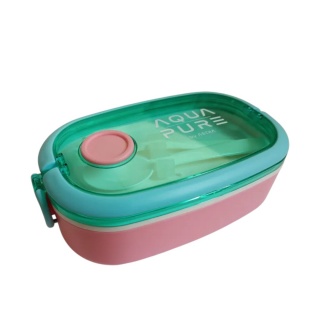 ŚNIADANI&Oacute;WKA AQUA PURE+ SZTUĆCE MINT/PINK, Zestawy, Bidony i śniadani&oacute;wki