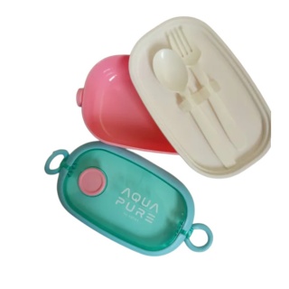 ŚNIADANI&Oacute;WKA AQUA PURE+ SZTUĆCE MINT/PINK, Zestawy, Bidony i śniadani&oacute;wki