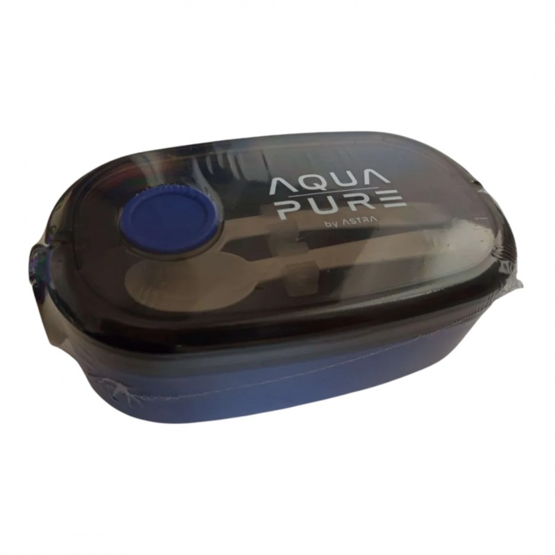 ŚNIADANI&Oacute;WKA AQUA PURE+ SZTUĆCE BLUE/BLACK, Zestawy, Bidony i śniadani&oacute;wki