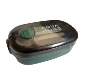 ŚNIADANI&Oacute;WKA AQUA PURE+ SZTUĆCE GREEN/BLACK, Zestawy, Bidony i śniadani&oacute;wki