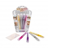 Długopisy żelowe do tatuażu z brokatem TRENDHAUS FF, zestaw 4 szt., mix kolor&oacute;w, Szkolne, Gadżety