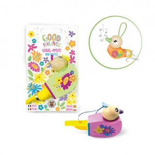 Gwizdek drewniany TRENDHAUS GFH, ptaszek, mix kolor&oacute;w, Gry i zabawki, Gadżety