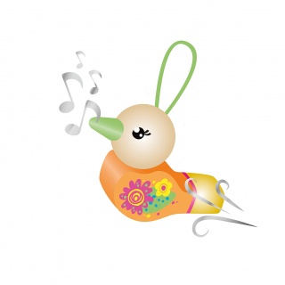 Gwizdek drewniany TRENDHAUS GFH, ptaszek, mix kolor&oacute;w, Gry i zabawki, Gadżety