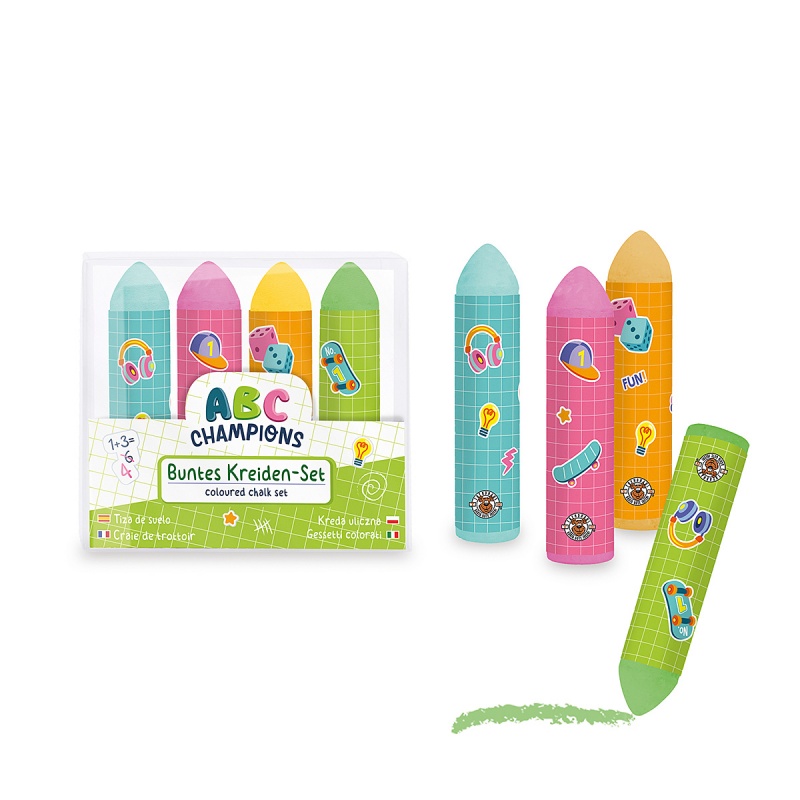 Kreda uliczna TRENDHAUS ABC-5, zestaw 4 szt., mix kolor&oacute;w, Szkolne, Gadżety