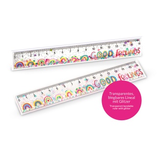 Linijka brokatowa TRENDHAUS GF, 16 cm, mix kolor&oacute;w, Szkolne, Gadżety