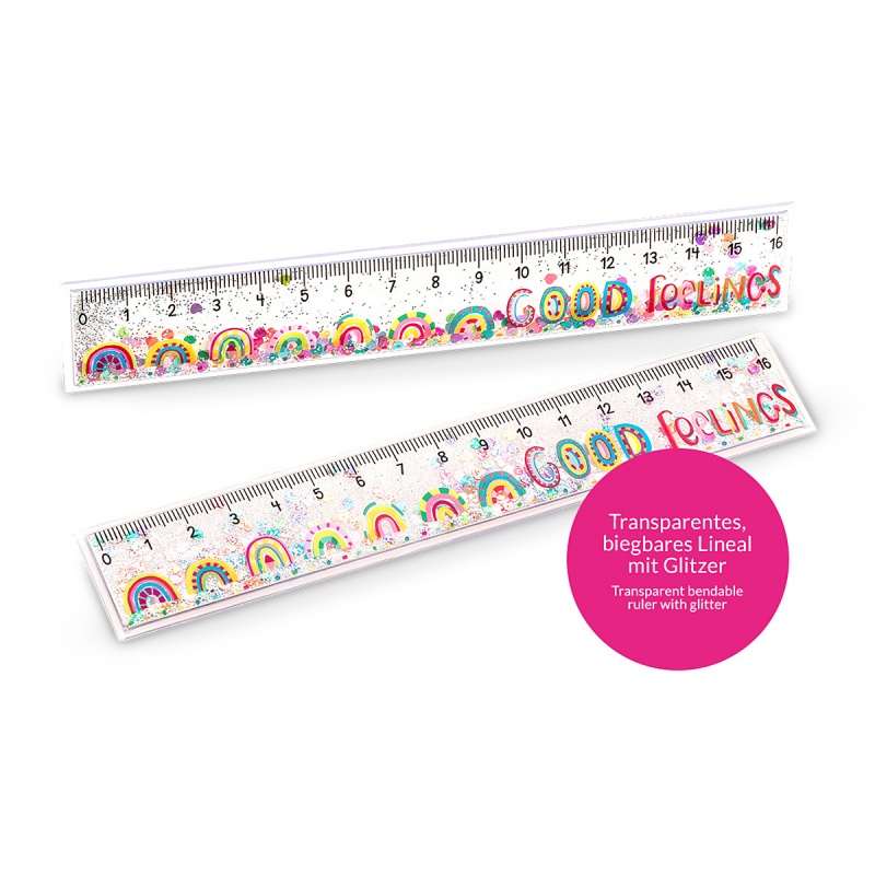 Linijka brokatowa TRENDHAUS GF, 16 cm, mix kolor&oacute;w, Szkolne, Gadżety