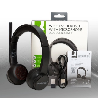 Słuchawki bezprzewodowe Q-CONNECT, z mikrofonem, czarne, Słuchawki i zestawy słuchawkowe, Akcesoria komputerowe