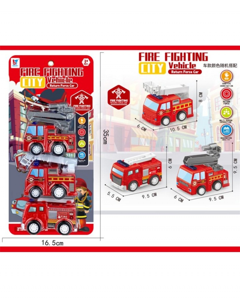 AUTKA STRAŻ POŻARNA 3SZT 4424, Pojazdy, Zabawki