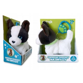 PIESEK CHODZĄCY NA SMYCZY BIAŁO-CZARNY 5595, Zabawki