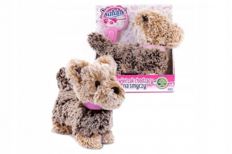 PIESEK CHODZĄCY NA SMYCZY NATALIA BRĄZOWY 5992, Zabawki