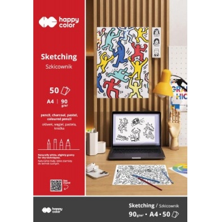 Blok szkicowy Młody Artysta, A4, 50 ark, 90g, Happ, Bloki, Zeszyty i bloki