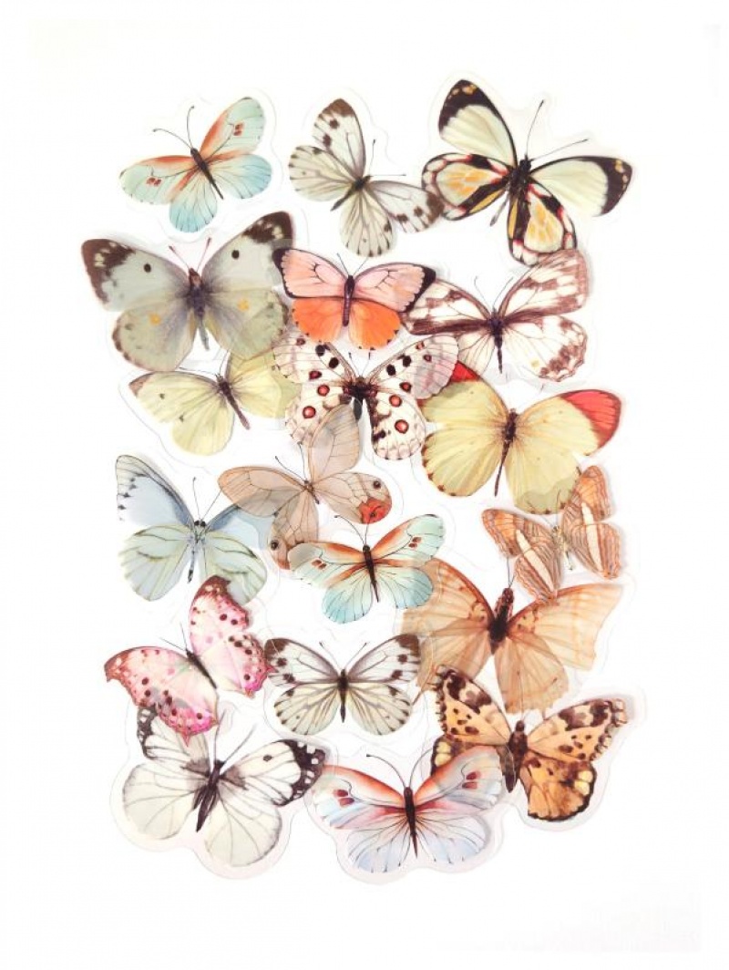 Naklejki transparentne BEŻOWE MOTYLE (40szt.)- p&oacute;ł, Naklejki, Art. kreatywne
