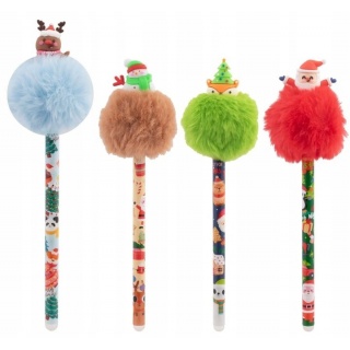Długopis wymazywalny XMAS Pompon 0.5mm.niebieski, Długopisy automatyczne, Art. do pisania i korygowania