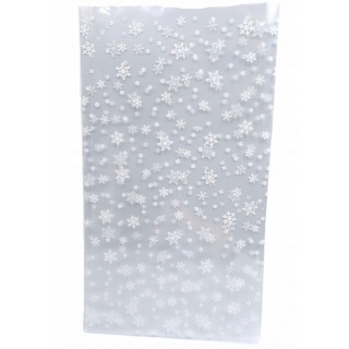 Worek foliowy przeźroczysty ŚNIEG 25x40cm/50szt, Woreczki prezentowe, Art. dekoracyjne i prezentowe