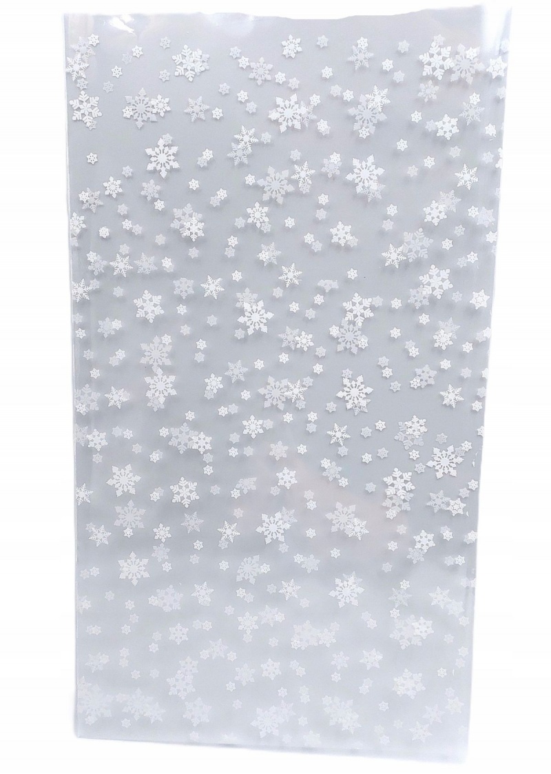 Worek foliowy przeźroczysty ŚNIEG 25x40cm/50szt, Woreczki prezentowe, Art. dekoracyjne i prezentowe