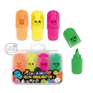 Zakreślacze neonowe TRENDHAUS Ch&S, zestaw 4 szt., mix kolor&oacute;w, Szkolne, Gadżety