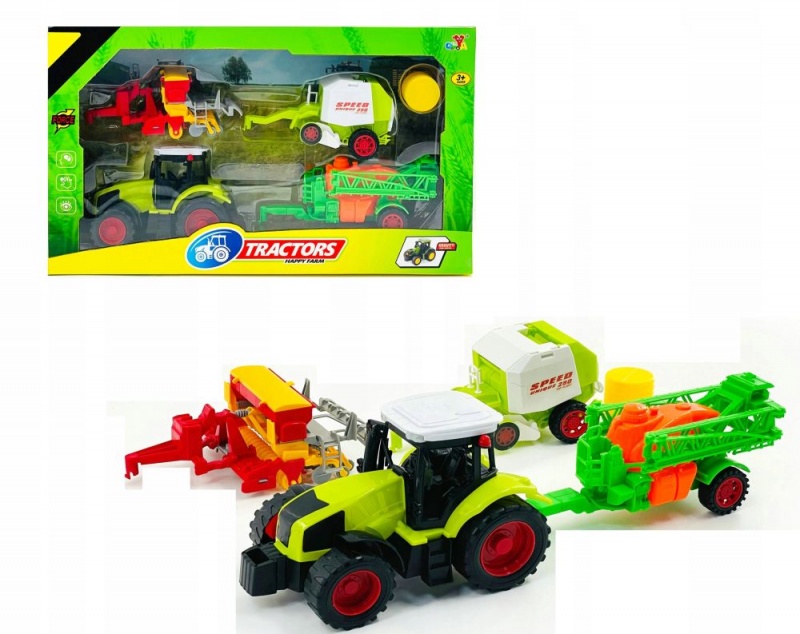 ZESTAW TRAKTOR Z MASYNAMI ROLNICZYMI 3162, Pojazdy, Zabawki
