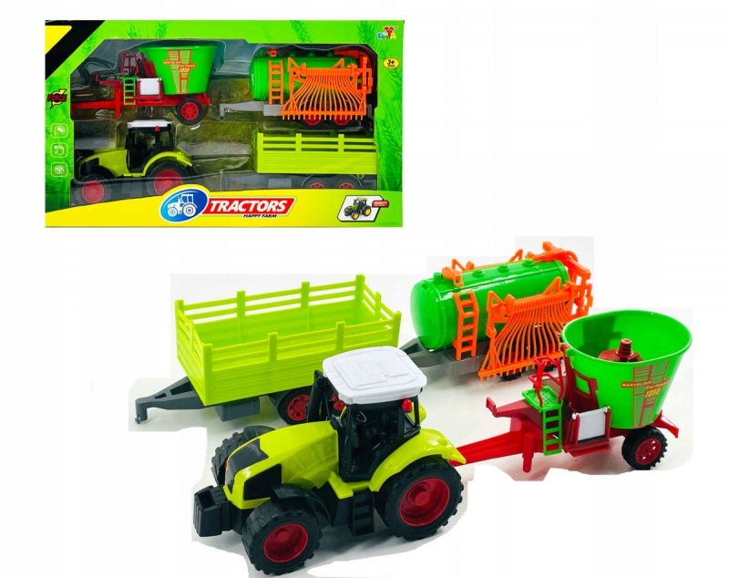 TRAKTOR Z MASZYNAMI ROLNICZYMI 3179, Pojazdy, Zabawki